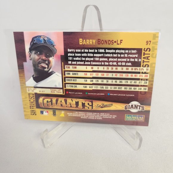 1997 Pinnacle Museum Collection Barry Bonds #97 - Picture 2 of 3